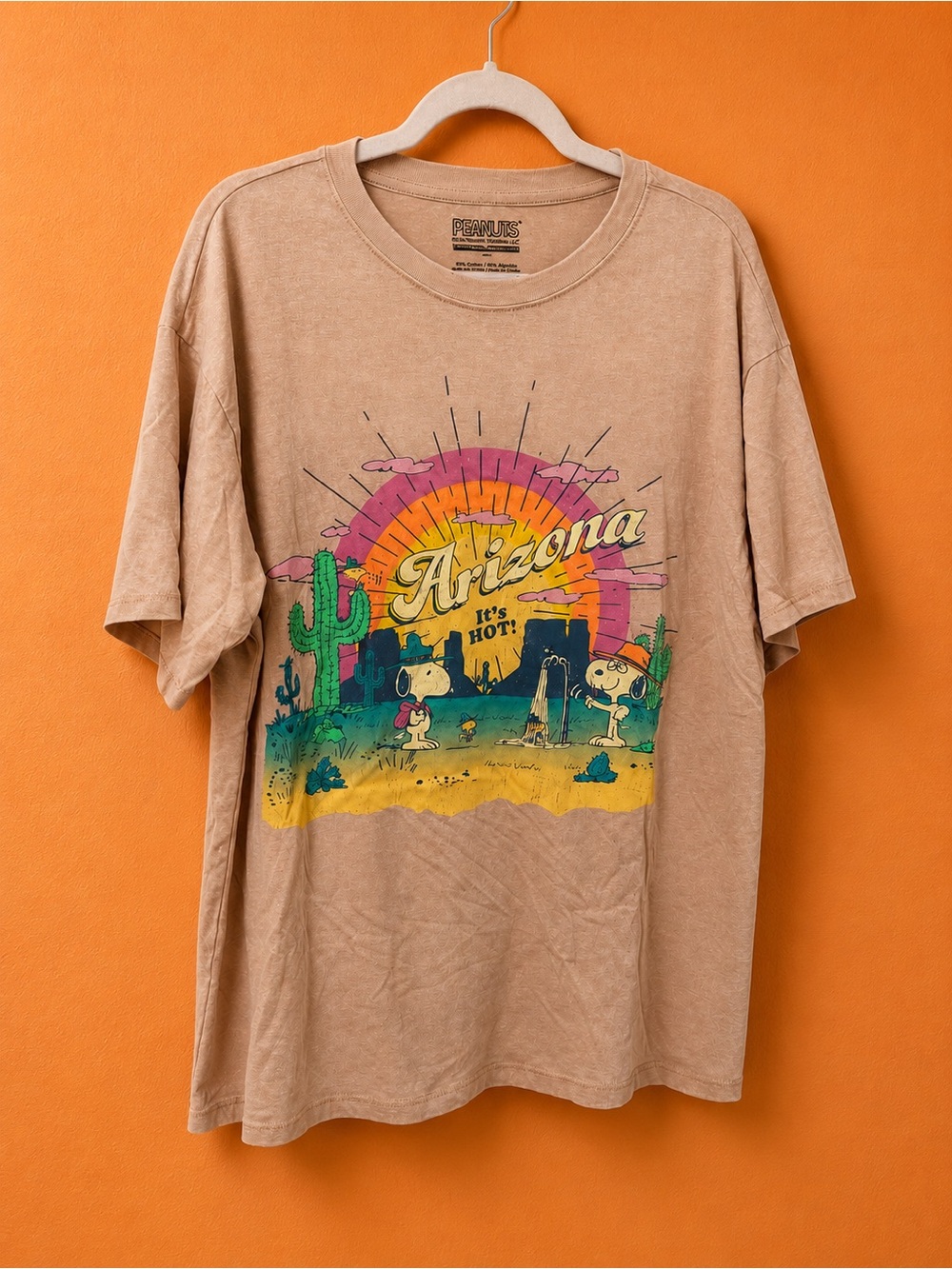 Peanuts Tan Tee with Multicolor Desert Sunset Graphic